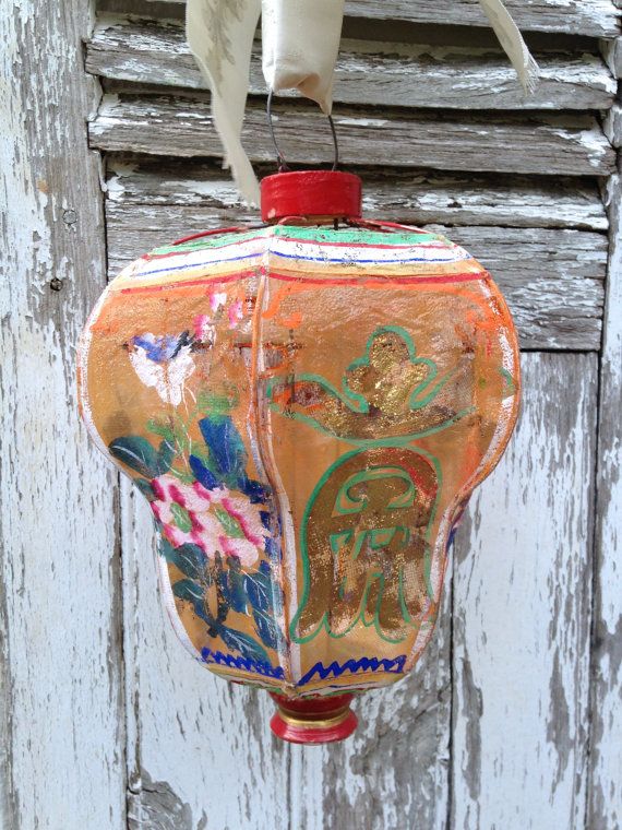 RESERVED // antique Chinese lantern, rare Chinese silk from the 1920s.