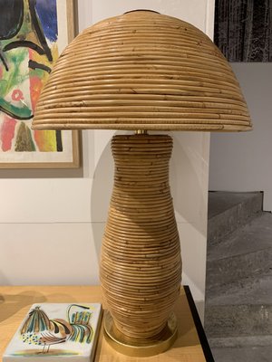 Mid-Century Wicker Table Lamps by Adrien Audoux & Frida Minet, Set.