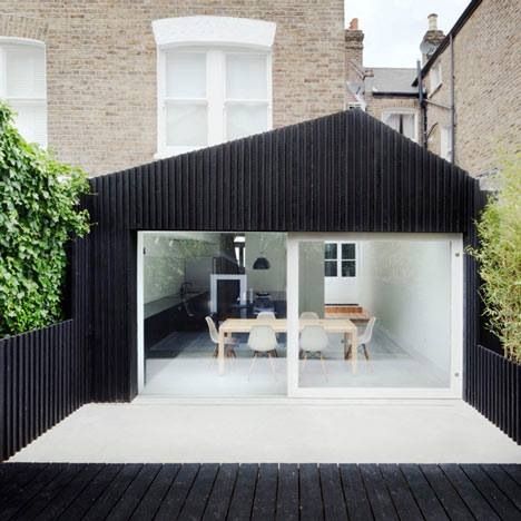 black paneled extension to victorian terrace |  house redesign.