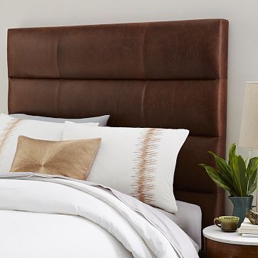 Panel Tufted Leather Bed |  Leather headboard bedroom, leather.
