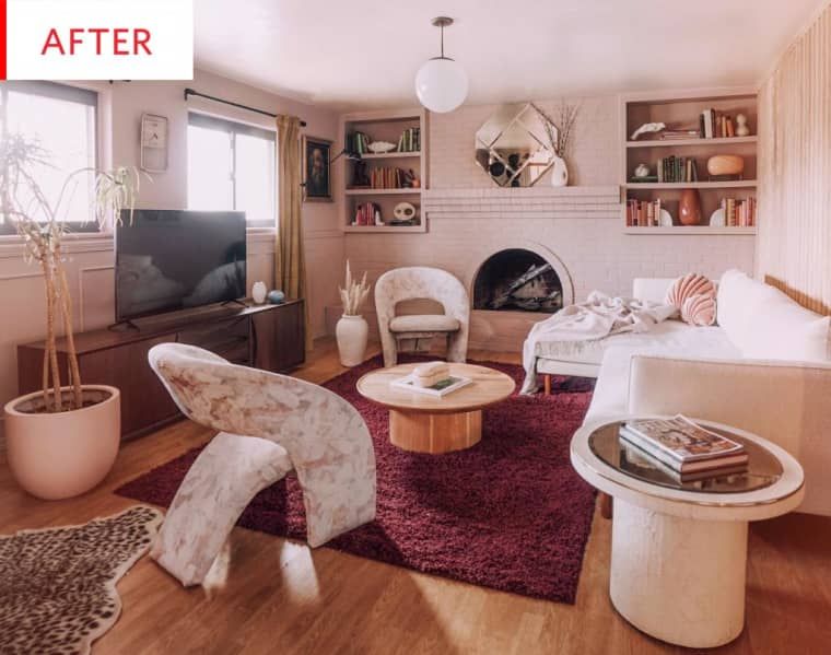 Before and After: A Pink '70s Makeover for a Split-Level Family.