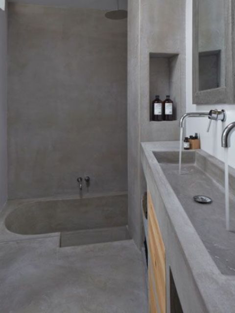 37 stylish ways to use concrete in your bathroom |  Reconstruction.