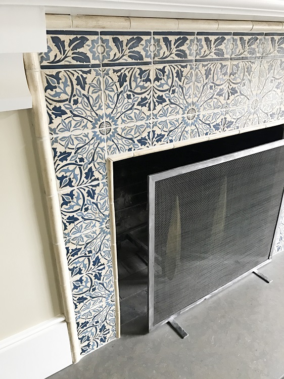 Philadelphia interior designer Glenna Stone has a tile fireplace.