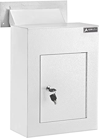 AdirOffice Through The Wall Drop Box Safe (Black / Gray / White.