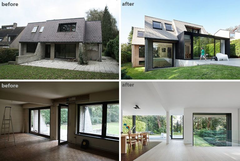 BEFORE and AFTER - The renovation and extension of a Flemish villa.