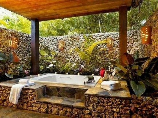 50 Soothing Outdoor Spa Ideas For Your Home |  Backyard hot tub.