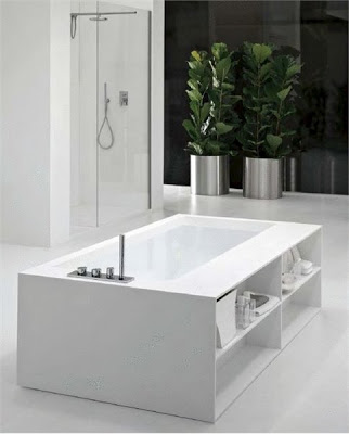Modern Furniture: Minimalist Bathtubs in White Corian - Biblio.