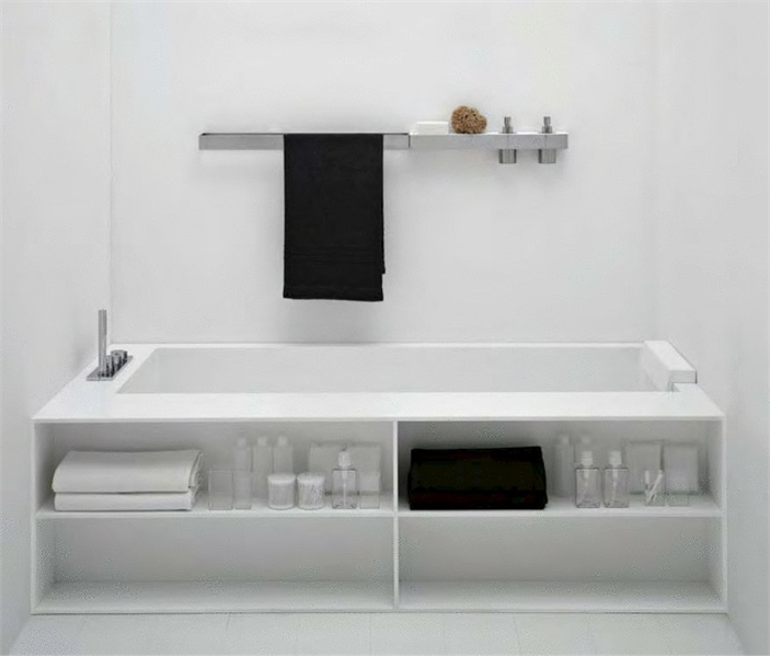 Minimalist Bathtubs in White Corian - Biblio by Antonio Lupi.