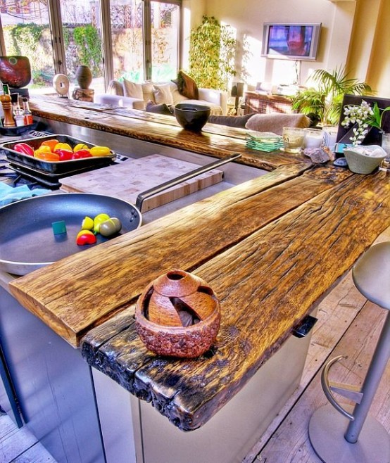 Cozy Wooden Kitchen Countertop Design - Hupeho