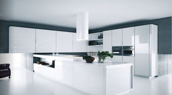 Modern pure white kitchen cabinets and accessories - Yara by.