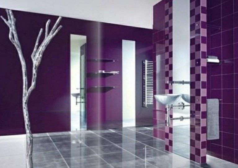 purple bathroom decor ideas, purple luxury bathroom decoration.