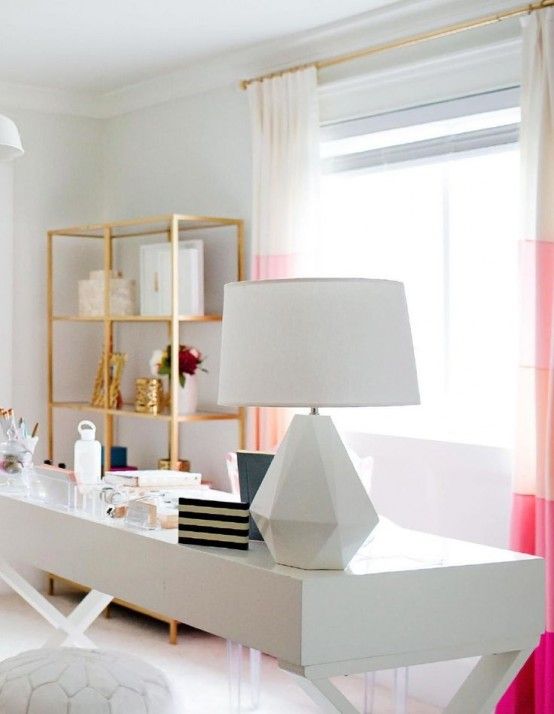 27 Cool Geometric Home Office Decorating Ideas: Elegantly Feminine.