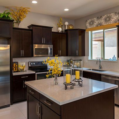 Yellow accents kitchen design ideas, pictures, remodel and decor.