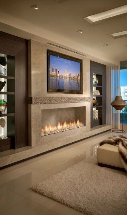 Trendy living room decor with fireplace mounted tv ideas |  Life.