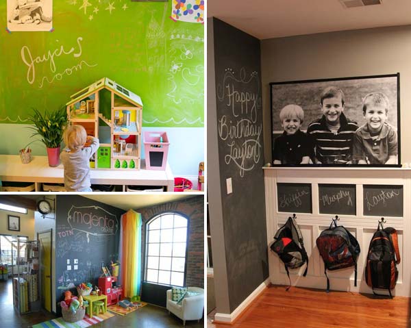 36 exciting ideas to decorate children's rooms with colored chalkboard.