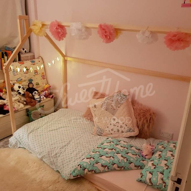 Toddler bed, house shaped bed, loft bed wooden cot.