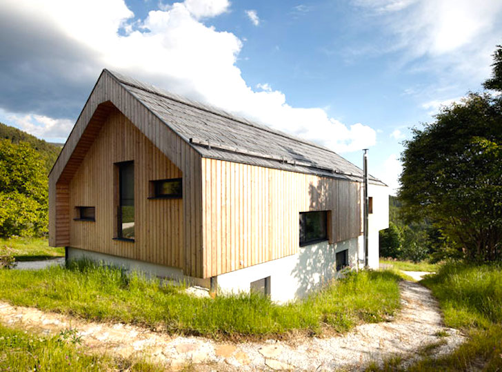 Local larch clads this modern alpine farmhouse in Austria