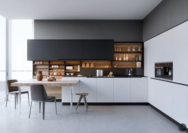 Black, White & Wood Kitchens: Ideas & Inspiration |  White modern.