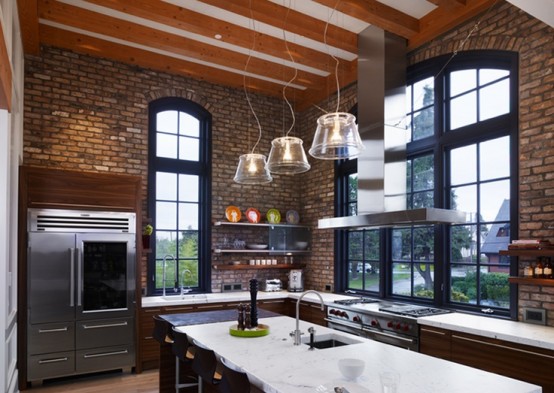 95 stylish kitchens with brick walls and ceiling - DigsDi