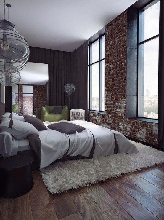 65 Stunning Bedrooms With Brick Walls |  DigsDigs |  brick wall .