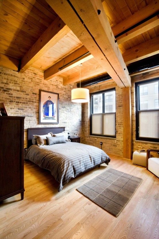 75 stunning bedrooms with brick walls |  Brick Wall Bedroom, Chic.