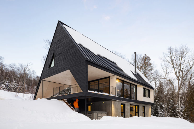 Cabin A: A dramatic A-frame cabin in Quebec's Charlevoix region.