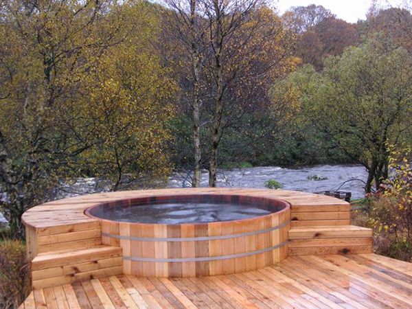 Wooden Cedar Hot Tub by SeaOtter WoodWorks - natural wood tubs.