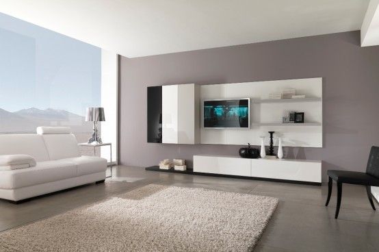 Modern black and white furniture for living room by Giessegi.