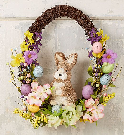 Easter bunny wreath in 2020 |  Easter flower arrangements, Easter.