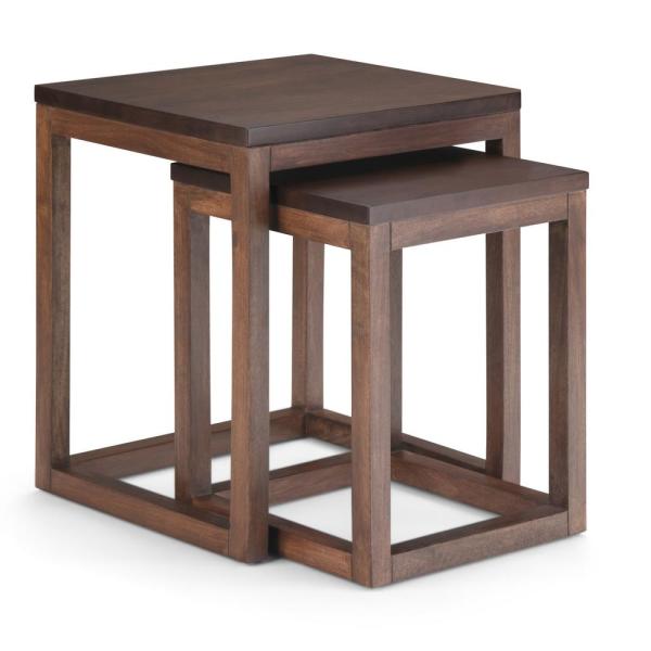 Simpli Home Landon 21 inch Wide Modern Rustic Two Piece Nesting Table.