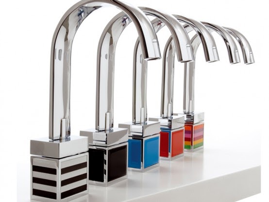 Aesthetic bathroom taps with colored base - Bio Shock by Fima.
