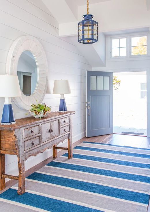 Navy Blue & White Striped Carpets |  Buy the look of this one.