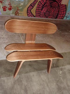 skateboard deck chair |  Skateboard furniture, functional furniture.