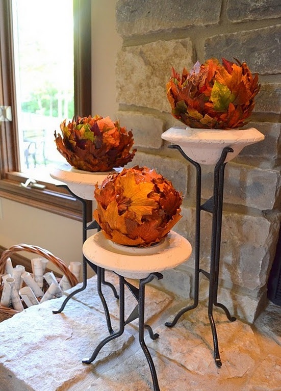 DIY - Say hello to fall with fall leaves in home decor.