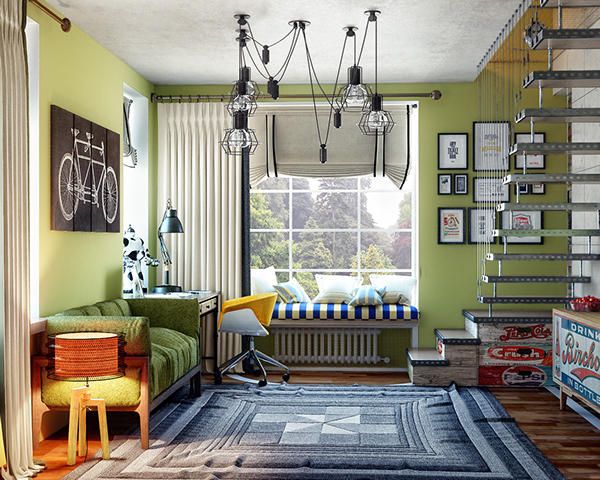 Bold teen boys room with industrial touches - DigsDi