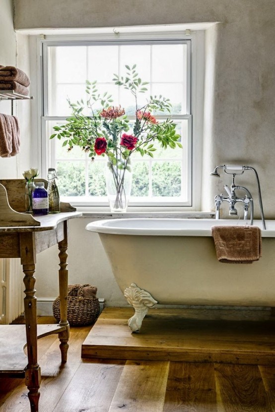 62 Cozy and Relaxing Farmhouse Bathroom Designs - DigsDi