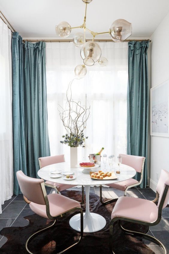 27 trendy ideas to add pink to your interior |  Pink dining room.