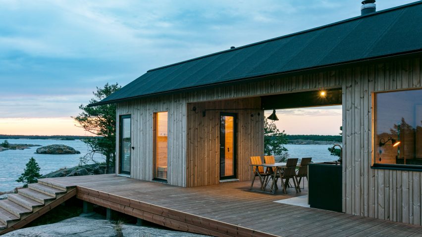 Self-sufficient Project Ö cabins in Finland are heated by a sauna.