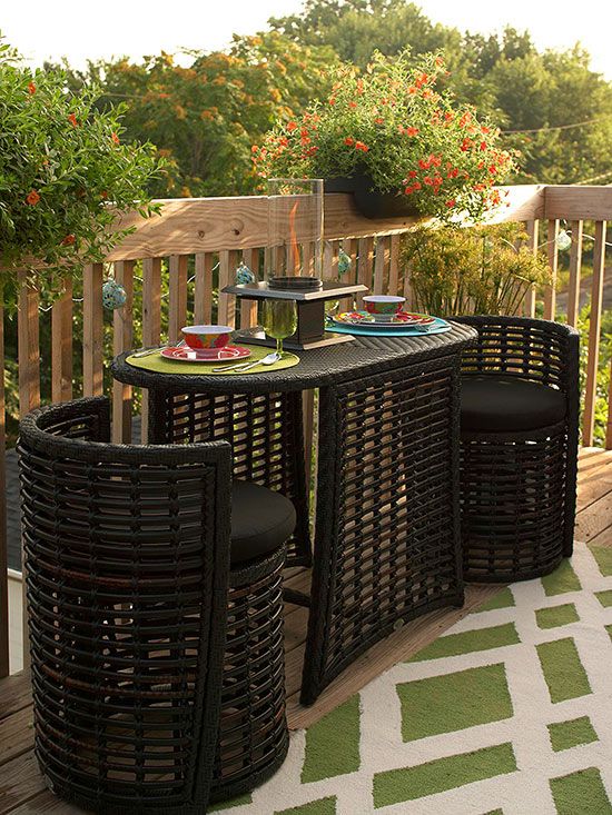 Small deck decoration |  Outdoor small table, balcony decor, patio.