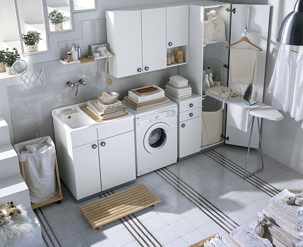 White and Colored Laundry Room Cabinets by Idea Group - DigsDi