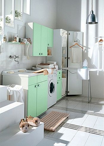 White and Colored Laundry Room Designs by Idea Group |  Laundry.