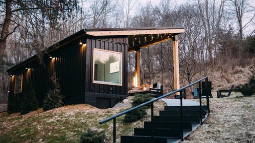 The Lily Pad - A cozy shipping container cabin tucked away in the woods.