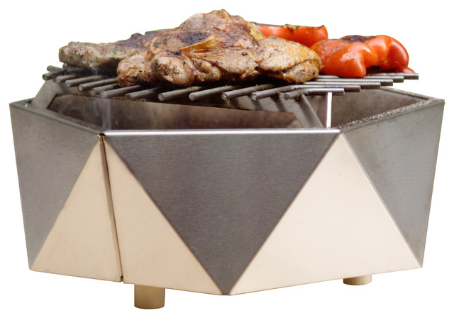 Stainless steel charcoal table grill, Curonian - Contemporary.