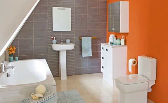 31 Cool Orange Bathroom Design Ideas |  DigsDigs |  Orange bathroom.