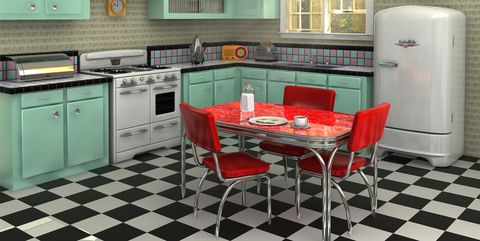 25 Cool Retro Kitchens - How to decorate a kitchen in throwback sty