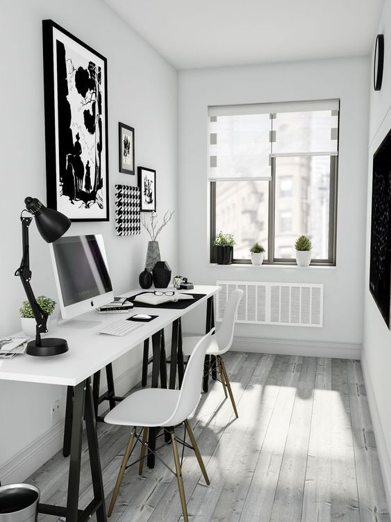 25 Black and White Home Office Designs |  Home office design.