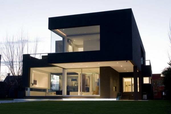 Black exterior of the minimalist house