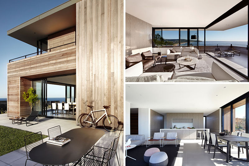 This contemporary cedar clad home overlooks an Austral beach