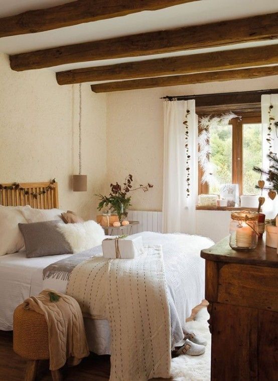 35 chic bedroom designs with exposed wooden beams |  farmhouse.