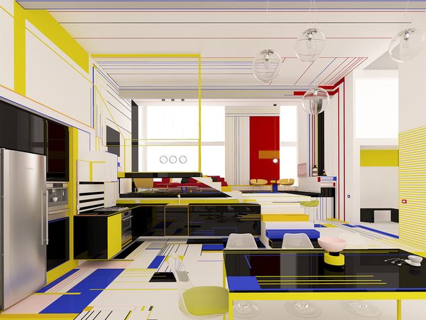 Colorful Mondrian apartment
